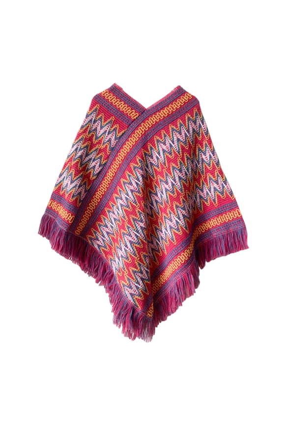 Women's Poncho Sweater Casual Knit Shawl Wrap V Neck Loose Fit Tassel Fringed Scarf Pullover Comfy Cape Fashion Accessory Travel Spring