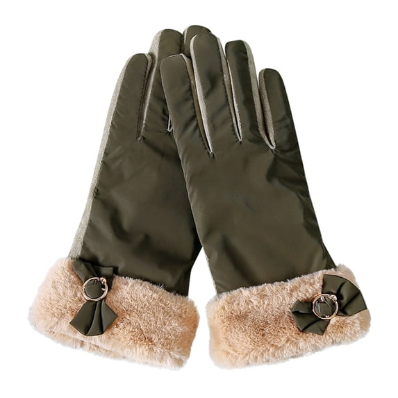 LSQii Women's Winter Warm Touch Screen Glove Casua Fleece Lined Stocking Stuffers Fur Cuff Fashion Outdoor Outfit Evertdaywear