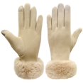 thumbnail image 1 of LSQii Women's Winter Warm Touch Screen Glove Casua Fleece Lined Stocking Stuffers Fur Cuff Fashion Outdoor Outfit Evertdaywear, 1 of 3