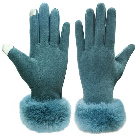 LSQii Women's Winter Warm Touch Screen Glove Fleece Lined Stocking Stuffers for Women Gifts Blue