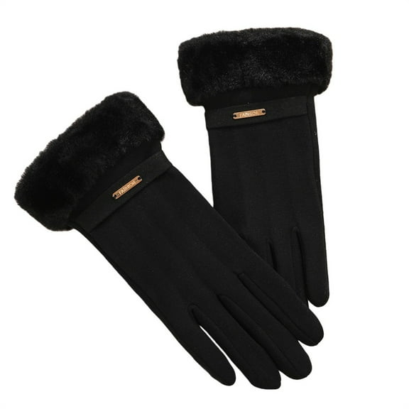 LSQii Women's Winter Warm Touch Screen Glove Wool Fleece Lined Stocking Stuffers Black for Women Gifts
