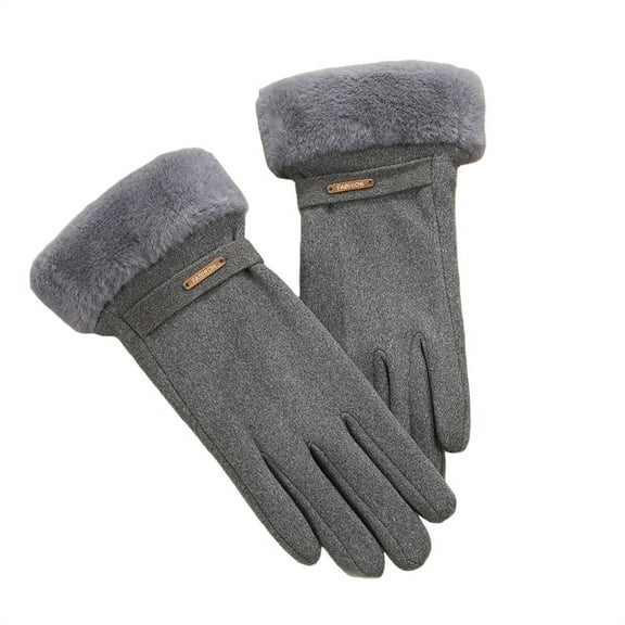 BWASD Women's Winter Warm Touch Screen Glove Wool Fleece Lined Stocking Stuffers Grey for Women Gifts