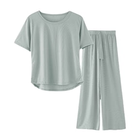BWASD Womens 2PC Outfits Pajama Sets Short Sleeve Top and Pants Casual Lightweight Loose Solid Color Lounge Comfy Soft Ladies Loungewear Spring Summer Green XXL