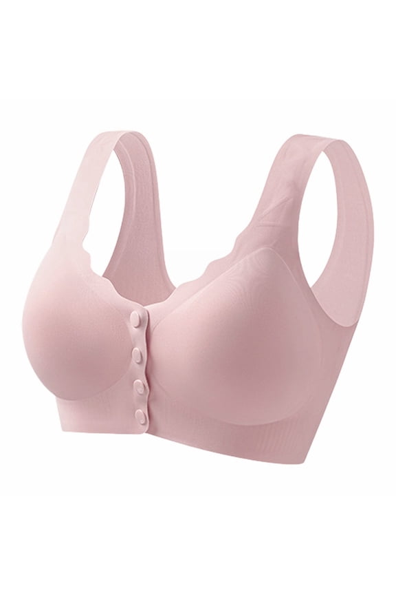 Womens Bras Casual Fashion Slim Front Closure Button Underwear Comfortable Convenient Supportive No Underwire Active Yoga Sports Bras Pink XXL