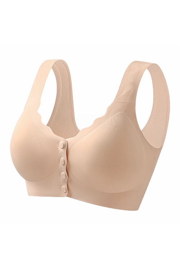 Womens Bras Casual Fashion Slim Front Closure Button Underwear Comfortable Convenient Supportive No Underwire Active Yoga Sports Bras Khaki XXXL
