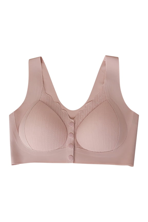 Womens Bras Casual Front Closure Button Wirefree Underwear Comfortable Convenient Full Coverage Support Fashionable Everyday No Show Bra Hot Pink XXL