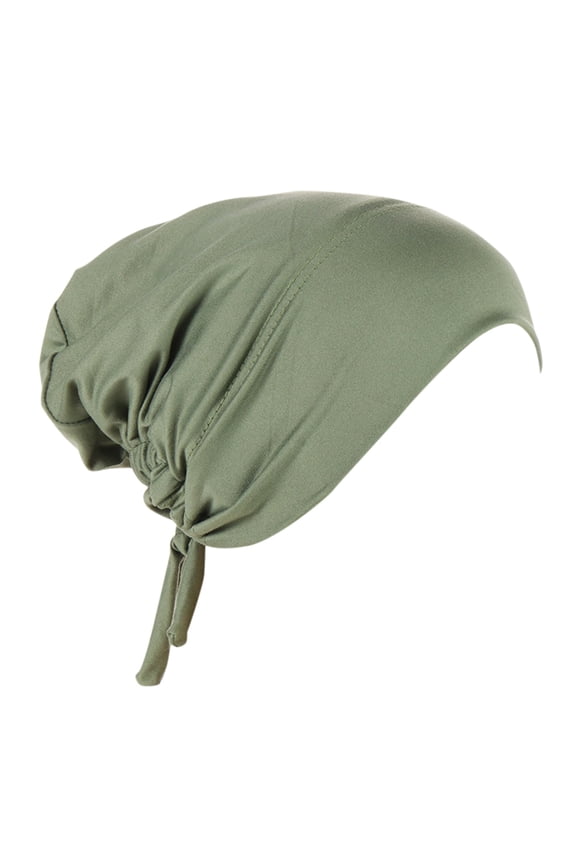 Womens Chemo Headwear Solid Color Turban Cancer Head Beanies Ethnic Soft Covers Wraps for Hair Sleep Cap Green