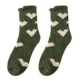 thumbnail image 1 of BWASD Womens Coral Fuzzy Socks Cute Heart Print Colorful Lightweight Cozy Warm Soft Plush Slipper Winter Fall Home Sleeping Sock Green, 1 of 2