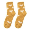 thumbnail image 1 of BWASD Womens Coral Fuzzy Socks Cute Heart Print Colorful Lightweight Cozy Warm Soft Plush Slipper Winter Fall Home Sleeping Sock Yellow, 1 of 3