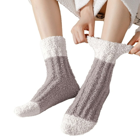 BWASD Womens Fluffy Fuzzy Plush Sleeping Socks Thick Cozy Casual Sleep Comfy Coffee Winter Home Sleeping Slipper Socks