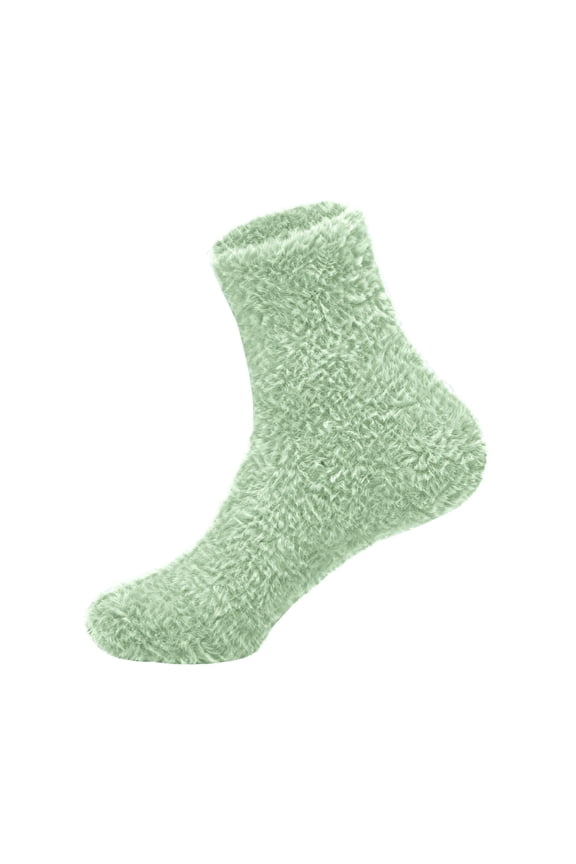 Womens Fluffy Fuzzy Plush Sleeping Socks Thick Cozy Casual Sleep Comfy Green Christmas Socks