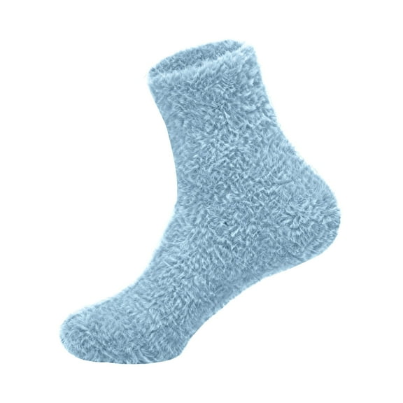 BWASD Womens Fluffy Fuzzy Plush Sleeping Socks Thick Cozy Casual Sleep Comfy Light Blue Christmas Socks