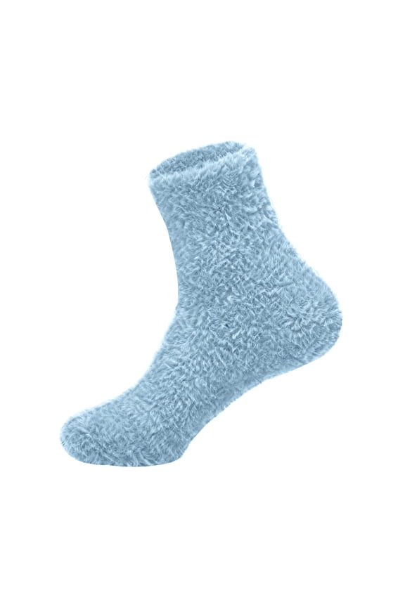 Womens Fluffy Fuzzy Plush Sleeping Socks Thick Cozy Casual Sleep Comfy Light Blue Christmas Socks