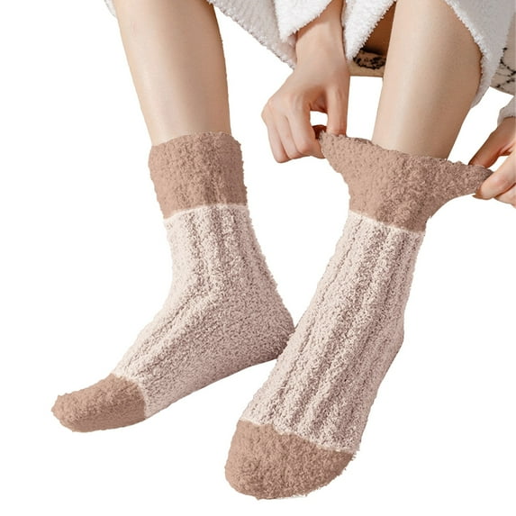 BWASD Womens Fluffy Fuzzy Plush Sleeping Socks Thick Cozy Casual Sleep Comfy Rose Gold Winter Home Sleeping Slipper Socks