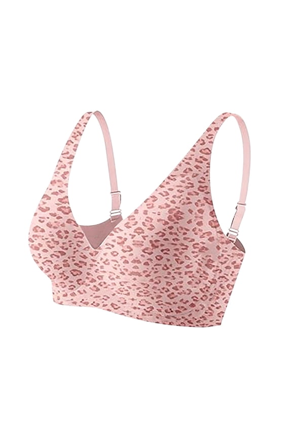 Womens Jelly Bra Wireless Comfortable Plunge Bralettes No Underwire Push Up Full Support with Adjustable Straps Everyday T-Shirt Bra Light Pink S-5XL