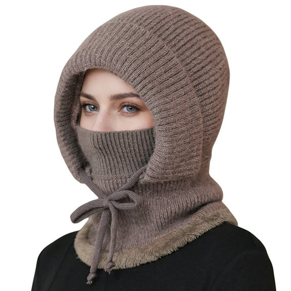 BWASD Womens Knit Beanie Hat Winter Cold Weather Soft & Cozy Fleece Lined Coffee Winter Scarf Mask Set Snow Caps