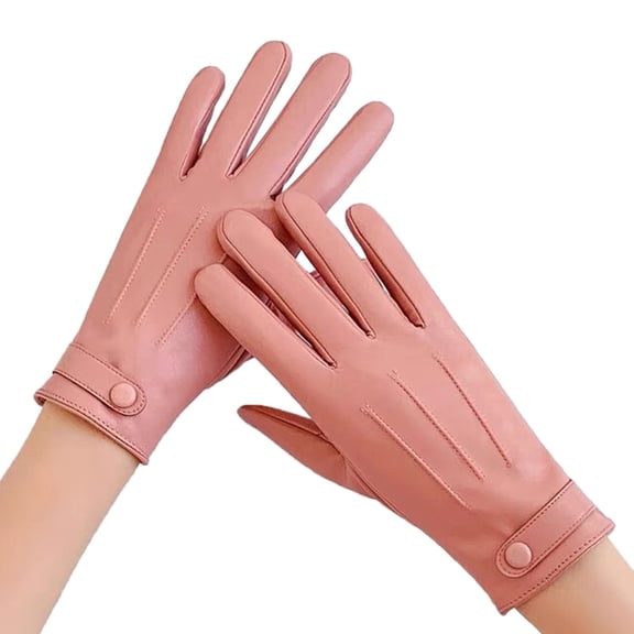 BWASD Womens Leather Gloves Winter Bowknot Fleece Lined Lambskin Mittens Touchscreen Texting Thick Thermal Warm Fashion Snow Driving Glove Pink
