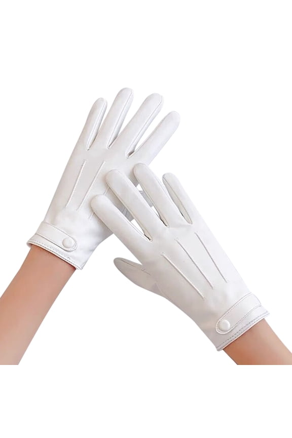 Womens Leather Gloves Winter Bowknot Fleece Lined Lambskin Mittens Touchscreen Texting Thick Thermal Warm Fashion Snow Driving Glove White