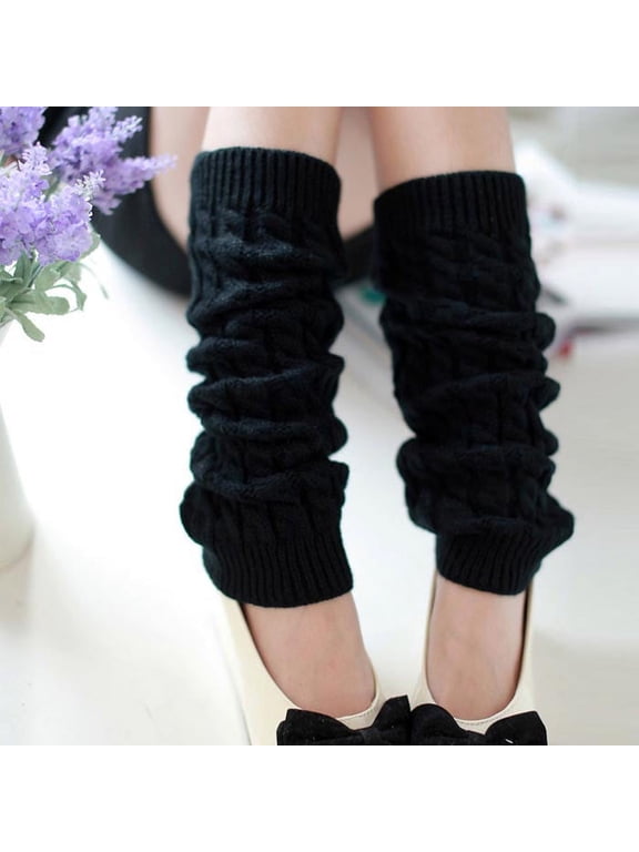 Womens Leg Warmers 80s Rib Knit Long Socks Extra Soft Warm Thermal for Party Yoga Dance Black
