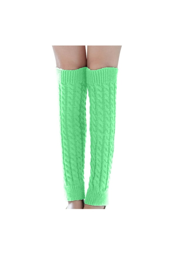 Womens Leg Warmers 80s Rib Knit Long Socks Extra Soft Warm Thermal for Party Yoga Dance Green