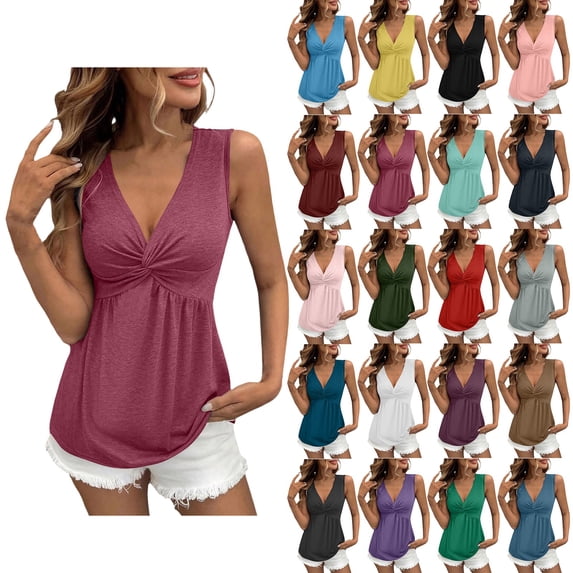 BWASD Womens Tank Top Deep V Neck Sleeveless Camisole Slim Fit Basic Layering Shirt Going Out Casual Summer