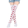 thumbnail image 1 of BWASD Womens Thigh High Socks Heart-shaped Embroidery Length Over Knee Stockings Knit Cozy Soft Warm Thermal Leg Warmers Valentine's Day Fashion Daily Wear Multicolor, 1 of 9