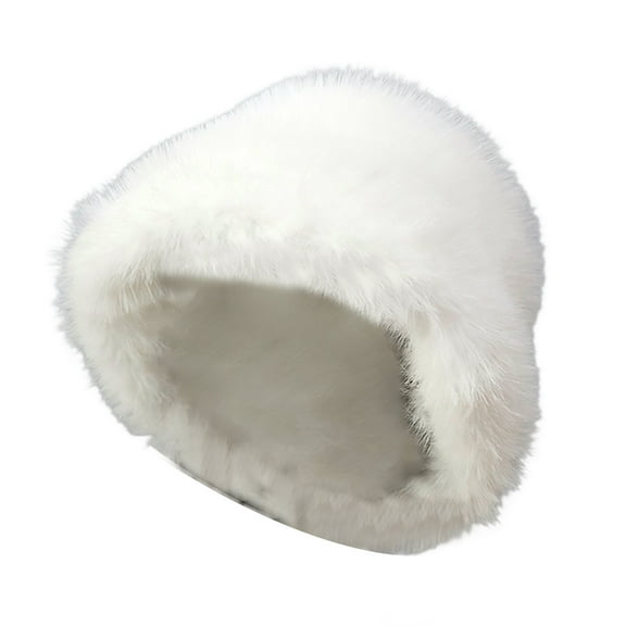 BWASD Womens Winter Faux Fur Bucket Hats Fuzzy Warm Trimmed Faux Mink Mongolian Cap Plush Wide Brimmed Fisherman Hat Fashion Korean Style Winter White