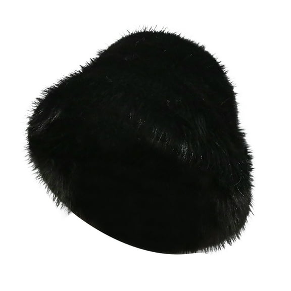 BWASD Womens Winter Faux Fur Bucket Hats Fuzzy Warm Trimmed Faux Mink Snow Cap Cute Plush Wide Brimmed Fisherman Hat Fashion Korean Style Winter Black