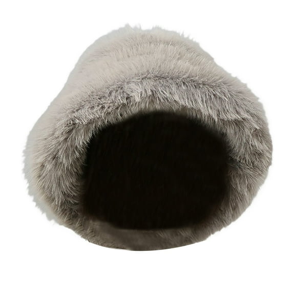 BWASD Womens Winter Faux Fur Bucket Hats Fuzzy Warm Trimmed Faux Mink Snow Cap Cute Plush Wide Brimmed Fisherman Hat Fashion Korean Style Winter Gray
