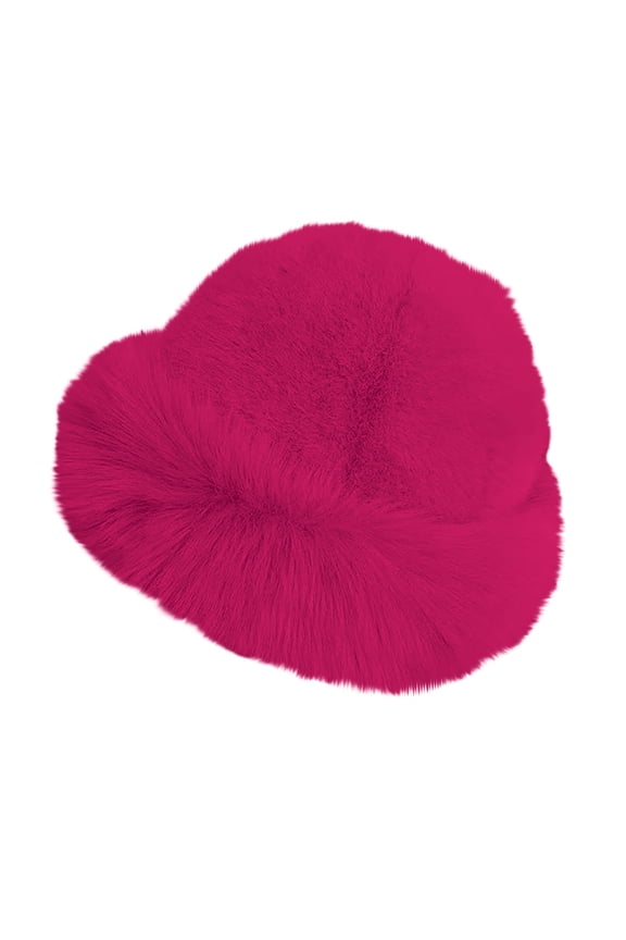 Womens Winter Faux Fur Bucket Hats Fuzzy Warm Trimmed Faux Mink Snow Cap Cute Plush Wide Brimmed Fisherman Hat Fashion Korean Style Winter Pink