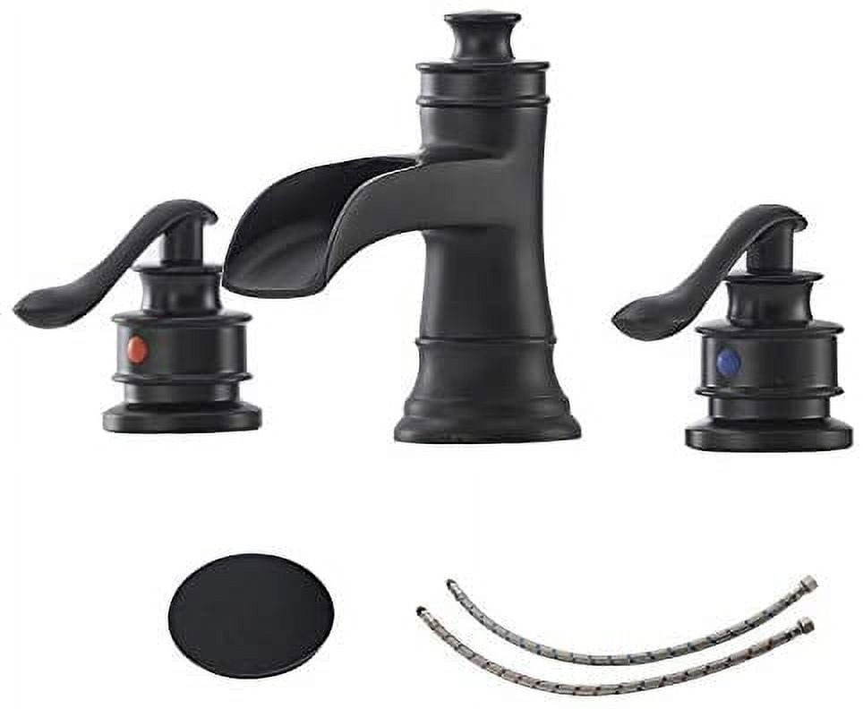 Matte Black 8-Inch Widespread Waterfall Bathroom Faucet