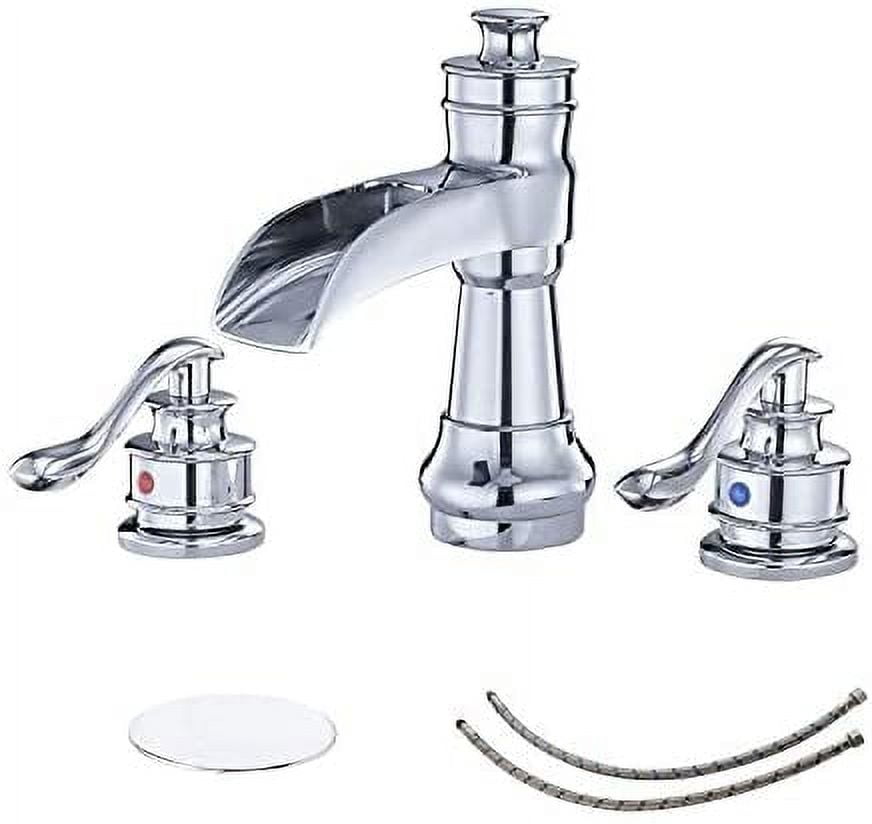 BWE 8 Inch Widespread Bathroom Faucet with Pop Up Drain with Overflow