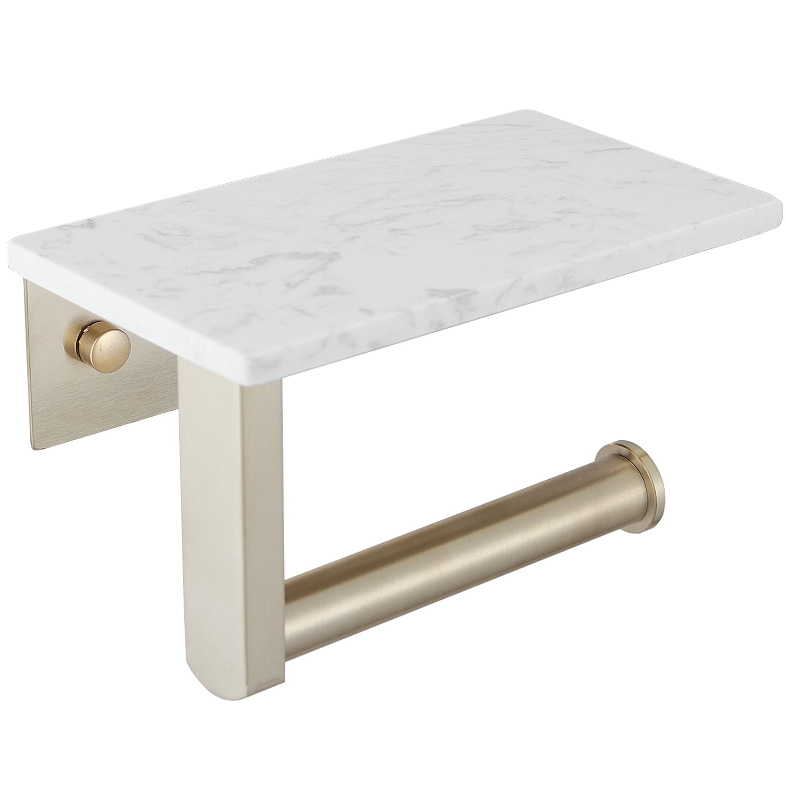 Brushed Gold Wall Mounted Toilet Paper Holder with Marble Shelf
