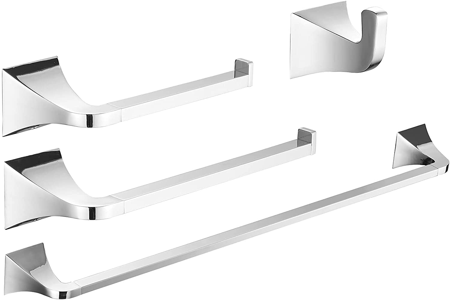 Polished Chrome 4-Piece Stainless Steel Bathroom Hardware Set