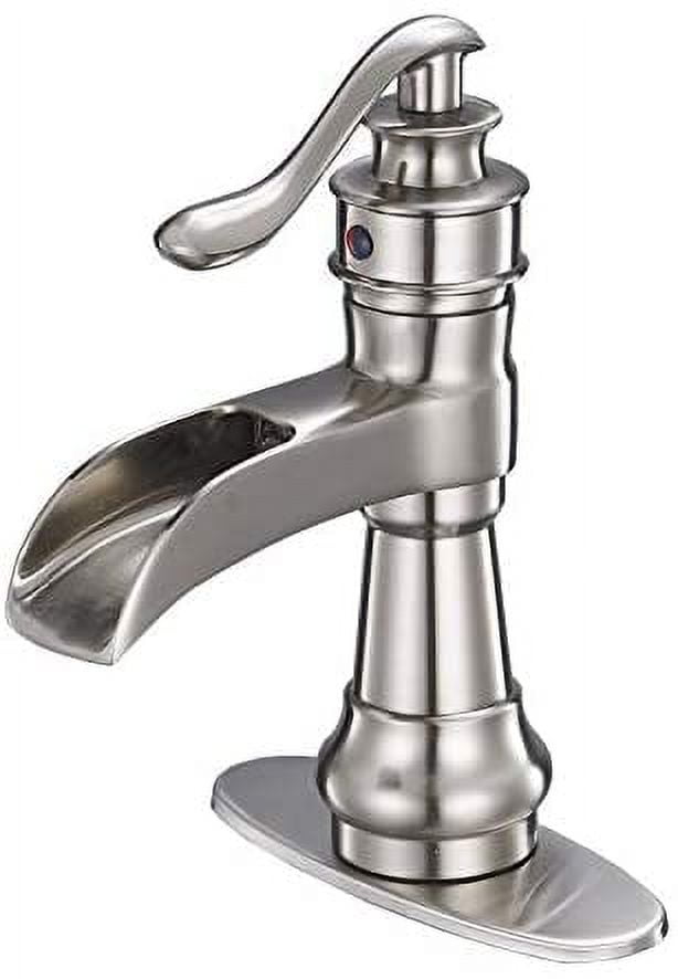 Brushed Nickel Single-Handle Waterfall Bathroom Faucet