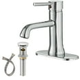 thumbnail image 1 of BWE Bathroom Sink Faucet Chrome Single Hole with Pop Up Drain Stopper with Overflow and Water Supply Hose Single Handle Aerator Spout Lavatory, 1 of 7