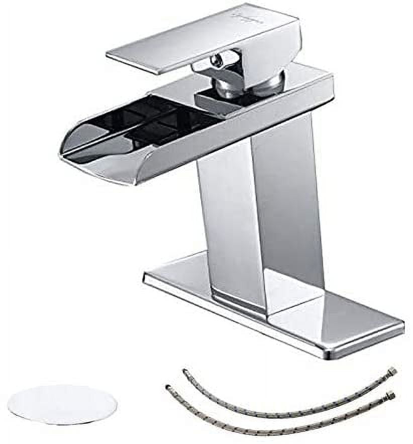 Polished Chrome Waterfall Single-Handle Bathroom Faucet with Pop-Up Drain