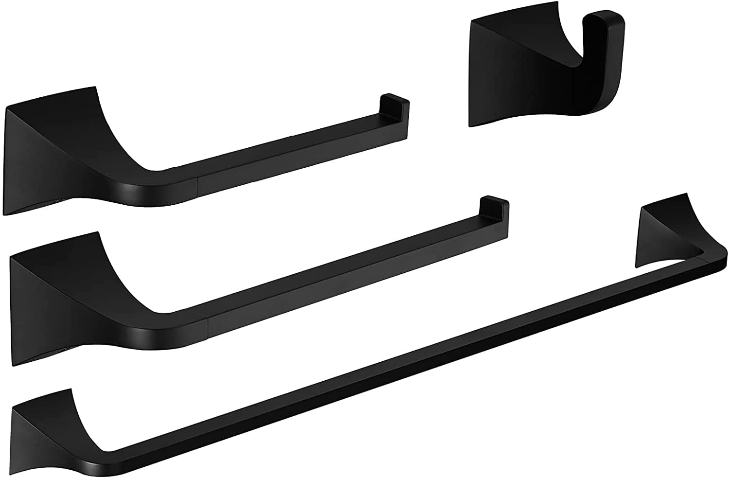 BWE Black Bathroom Accessories Set 4 Pieces Towel Bar Set with Towel ...