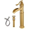 thumbnail image 1 of BWE Brushed Gold Waterfall Commercial Single Handle Lever One Hole Bathroom Vessel Sink Faucet Deck Mount, 1 of 9