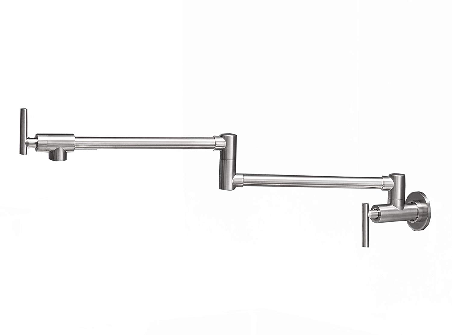 Brushed Nickel Wall-Mounted Double Handle Pot Filler Faucet