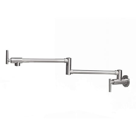 BWE Brushed Nickel Wall Mounted Pot Filler Kitchen Faucet with Double Joint Swing Arm