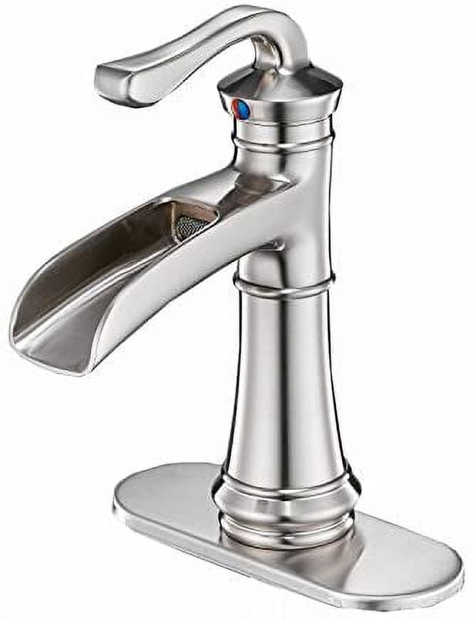 BWE Brushed Nickel Waterfall Single Hole One Handle Commercial Bathroom