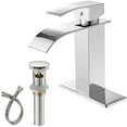 thumbnail image 1 of BWE Chrome Bathroom Faucet Modern Waterfall Single Hole Faucet for Bathroom Sink Single Handle with Pop Up Drain with Overflow Assembly and Supply Line Lavatory Bath Faucet Lead-Free, 1 of 7