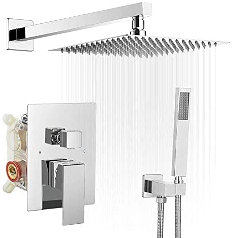 16-Inch Chrome Square Wall Mounted Rain Shower System