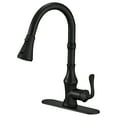 thumbnail image 1 of BWE Kitchen Faucet Matte Black with Pull Out Sprayer 3 Spray Modes Farmhouse Single Handle Singe Lever Gooseneck High Arc Kitchen Sink Faucet with Deck Plate Commercial Bar Kitchen Faucets, 1 of 9