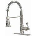 thumbnail image 1 of BWE Kitchen Sink Faucet with Deck Plate Brushed Nickel with Pull Down Sprayer 3 Spray Modes Single Handle Singe Lever High Arc Kitchen Faucet Lead-Free Farmhouse Commercial Bar Kitchen Faucets, 1 of 10