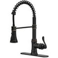 thumbnail image 1 of BWE Kitchen Sink Faucet with Deck Plate Oil Rubbed Bronze with Pull Down Sprayer 3 Spray Modes Single Handle Singe Lever High Arc Kitchen Faucet Lead-Free Farmhouse Commercial Bar Kitchen Faucets, 1 of 9