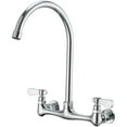 thumbnail image 1 of BWE Kitchen Sink Faucet Polished Chrome Wall Mount 8 Inch Center Commercial Double Hole Handle Kitchen Faucet with Swivel Spout for Utility Laundry Restaurant Bar Mixer Tap Brass Constructed Lead-Free, 1 of 16