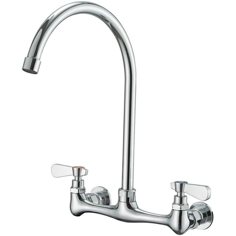 KWODE 8-Inch Wall Mount Sink Faucet – 2-Handle Brass Commercial Faucet For Laundry, Restaurant, Or Utility Sinks