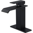 thumbnail image 1 of BWE Matte Black Bathroom Faucet Modern Waterfall Single Hole Bathroom Sink Faucet Parts Square Spout Bath Lavatory Vanity and Supply Hose Single Handle, 1 of 8